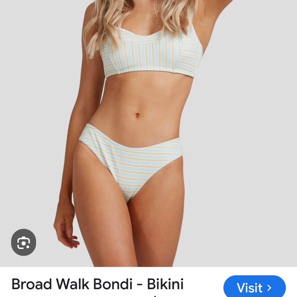 Billabong Yellow and White Striped Bikini bottom